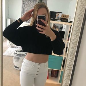 SOLD Black cropped turtleneck sweater